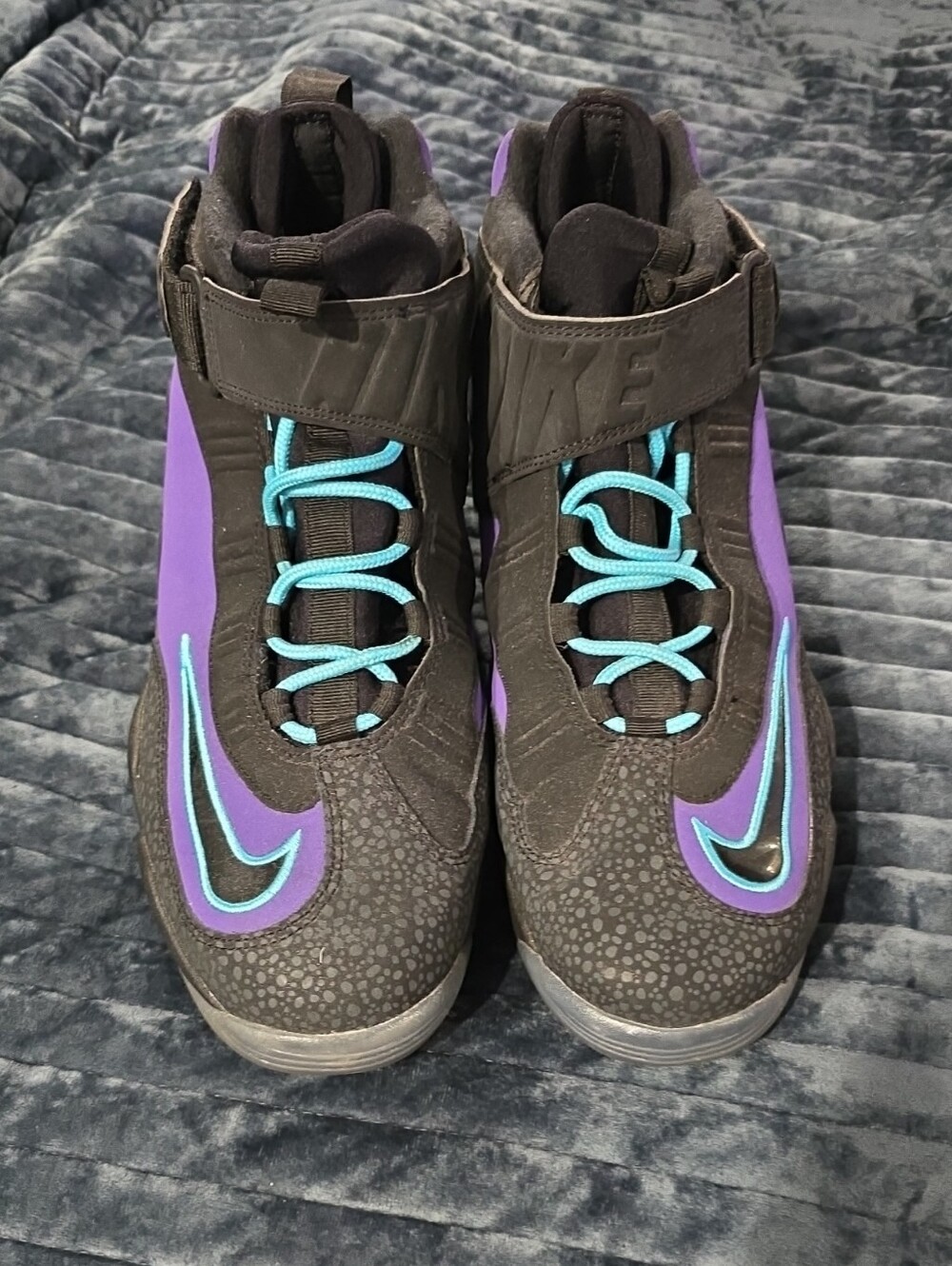 Men Nike Black, Purple & Teal High-Top Sneakers